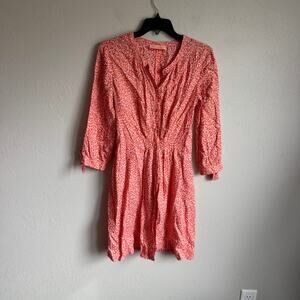 MW Matthew Williamson Orange Coral Leopard Print Button Up Mini Dress Womens 4